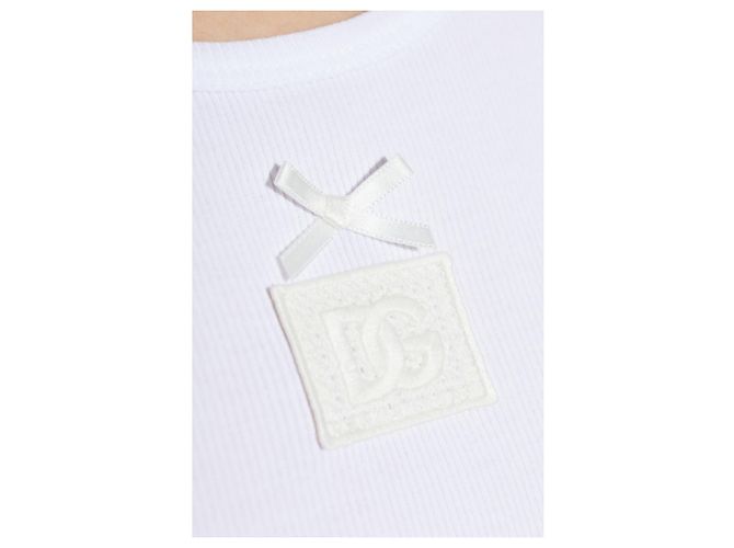 Dolce & Gabbana Top a coste con patch logo - vista 4