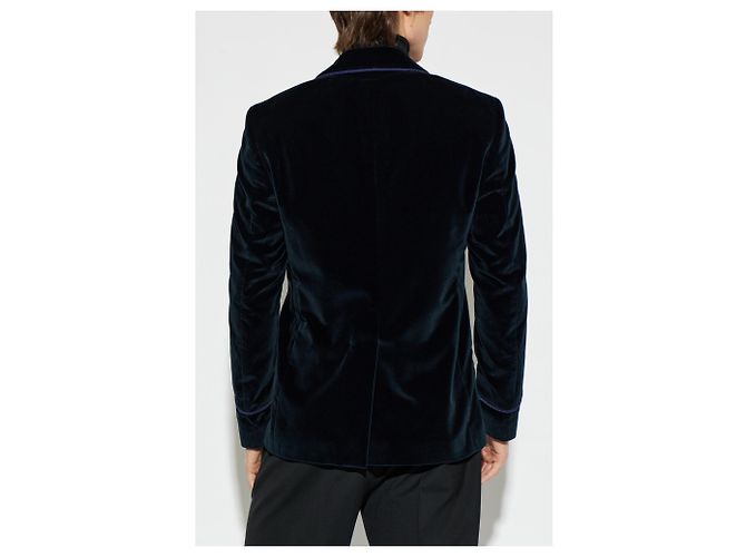 Dolce & Gabbana Navy Blue Velvet Blazer - view 2