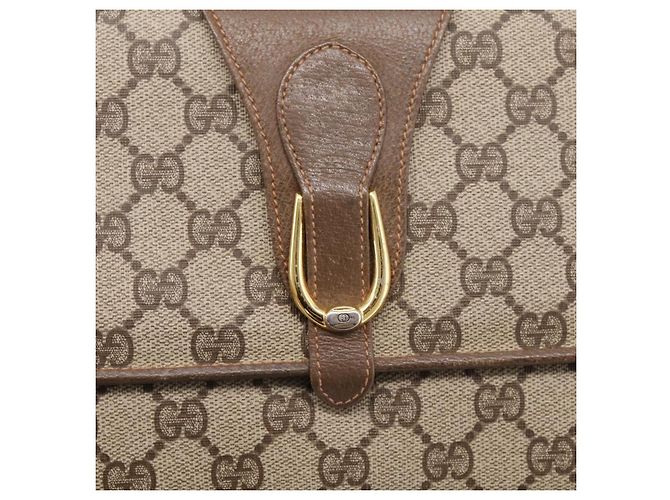 GUCCI GG Supreme Shoulder Bag PVC Beige Gold Tone - vista 14
