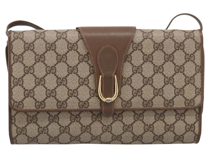 GUCCI GG Supreme Shoulder Bag PVC Beige Gold Tone - vista 2