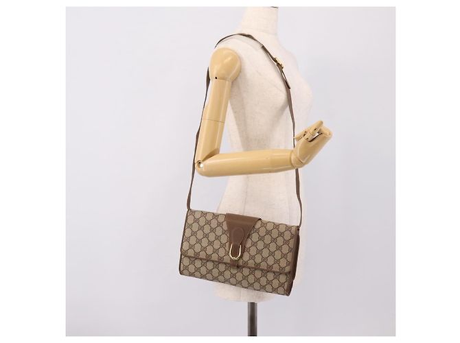 GUCCI GG Supreme Shoulder Bag PVC Beige Gold Tone - vista 23