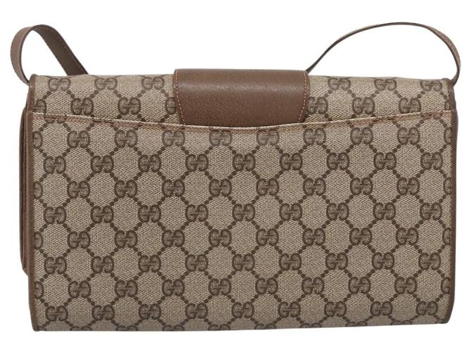 GUCCI GG Supreme Shoulder Bag PVC Beige Gold Tone - vista 3