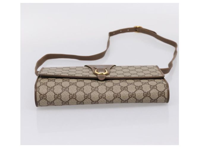 GUCCI GG Supreme Shoulder Bag PVC Beige Gold Tone - vista 9