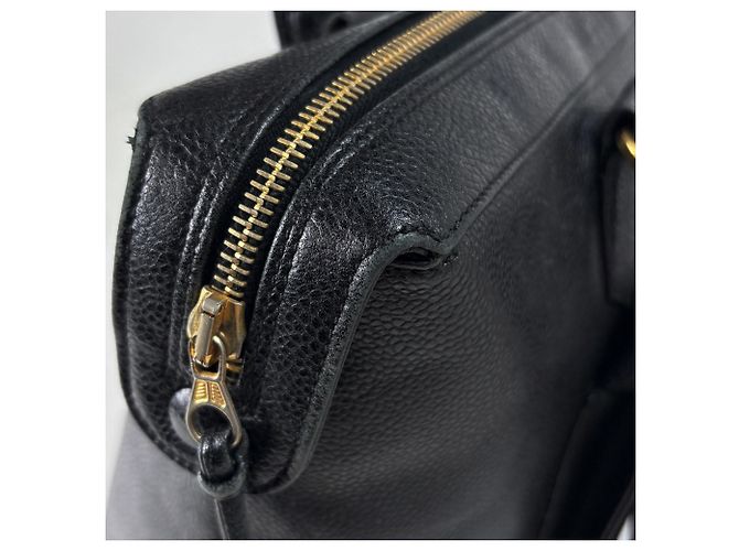Borsa Tote Chanel in pelle di vitello martellata nera - vista 6