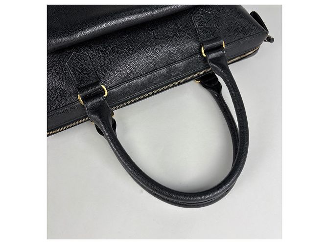 Borsa Tote Chanel in pelle di vitello martellata nera - vista 9