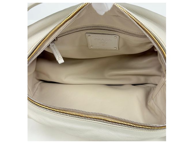 Borsa a mano Prada in pelle bianca - vista 7