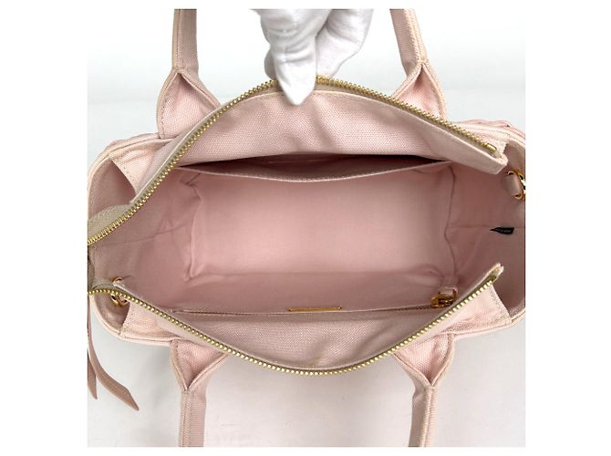 Borsa Prada rosa in tela stile cestino - vista 9