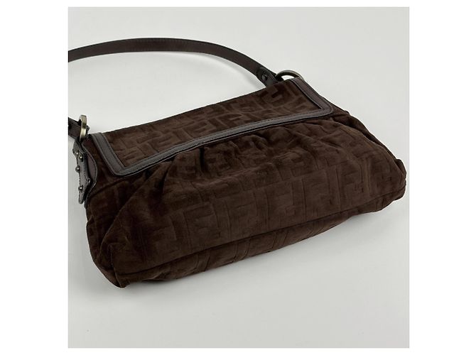 Fendi Zucca Pattern Suede Shoulder Bag - view 2