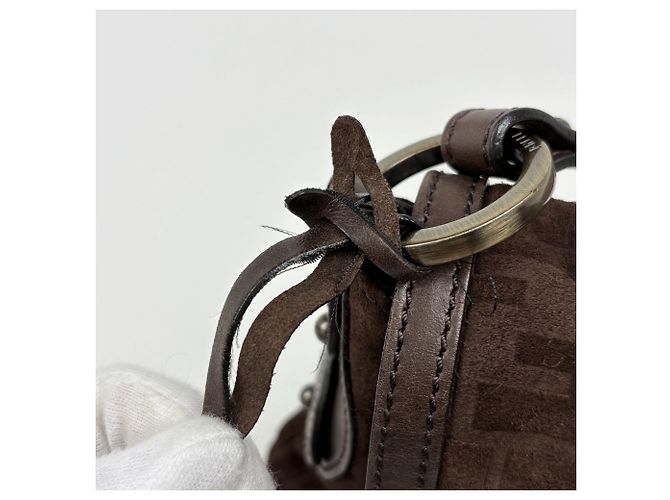 Fendi Zucca Pattern Suede Shoulder Bag - view 6