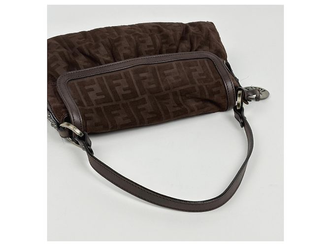 Fendi Zucca Pattern Suede Shoulder Bag - view 8