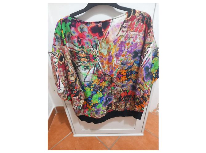 Autre Marque Cavalli Class Mehrfarbige Blumenbluse aus Seide - Ansicht 3