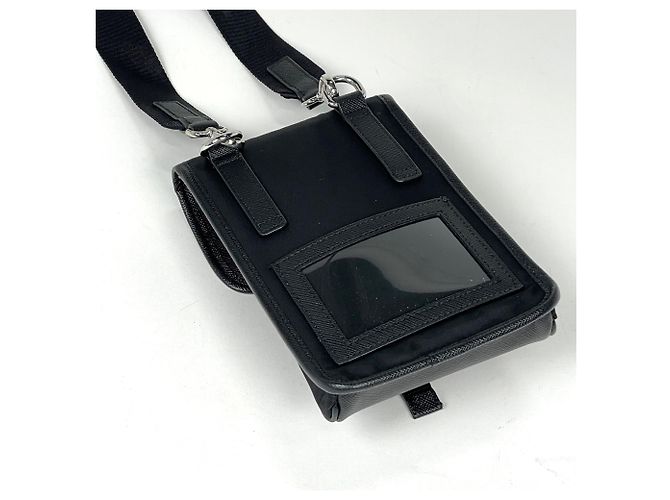 Borsa a tracolla Prada con placca logo in nero - vista 2