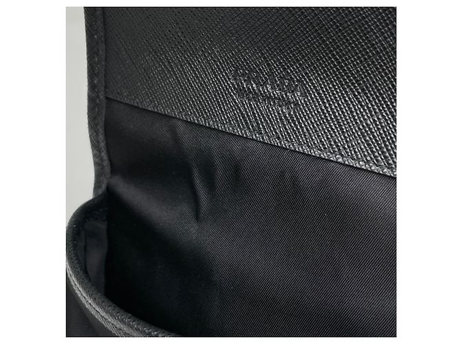 Borsa a tracolla Prada con placca logo in nero - vista 6