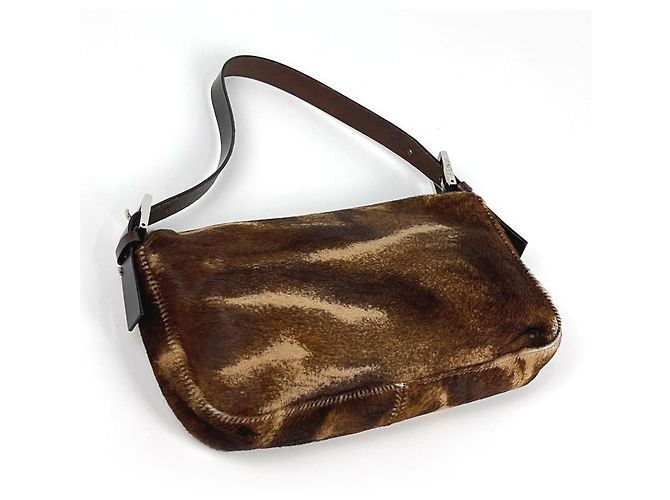 Borsa a tracolla Fendi in pelle marrone - vista 2