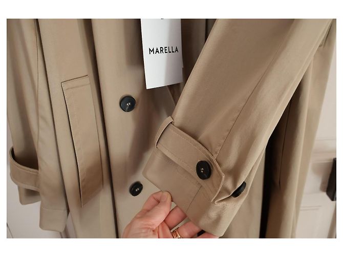 Trench Coat Marella en satén de algodón beige - vista 12