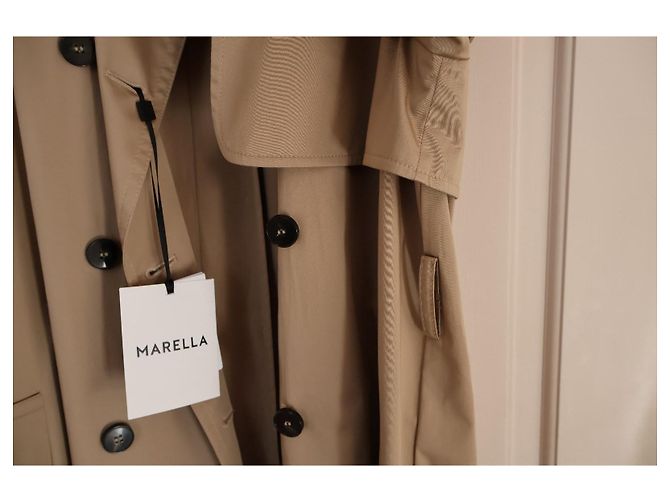 Trench Coat Marella en satén de algodón beige - vista 13