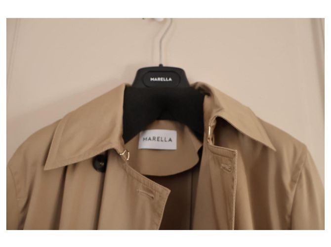 Trench Coat Marella en satén de algodón beige - vista 2