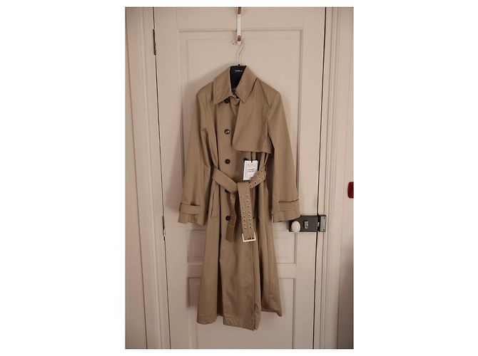 Trench Coat Marella en satén de algodón beige - vista 3