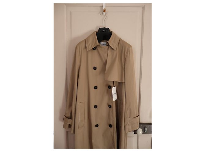 Trench Coat Marella en satén de algodón beige - vista 9