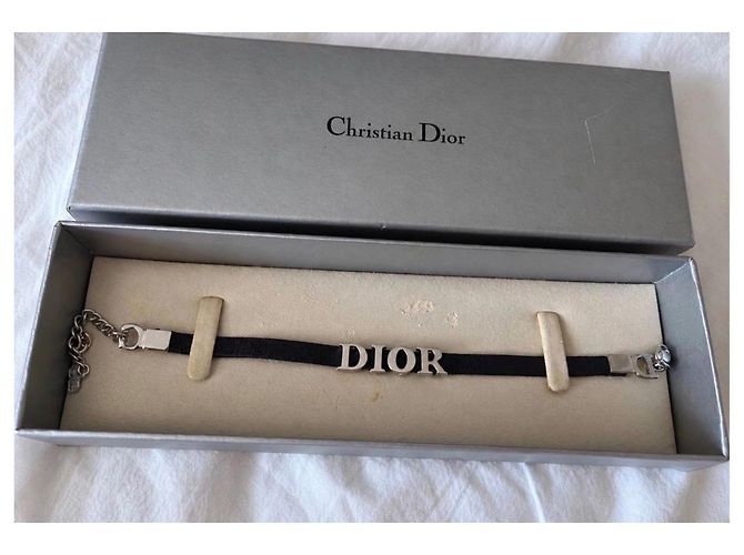 Bracciale Christian Dior Pelle Nera Logo Argento - vista 7