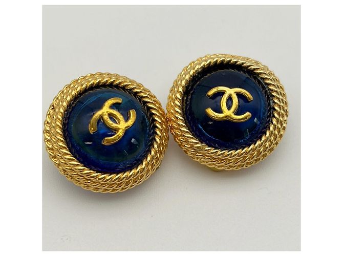 Orecchini a clip Chanel Coco Mark Blue and Gold - vista 11