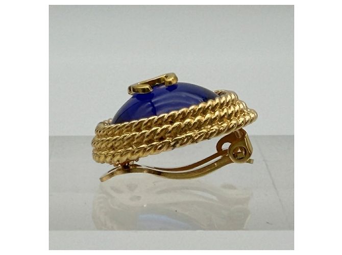 Orecchini a clip Chanel Coco Mark Blue and Gold - vista 12