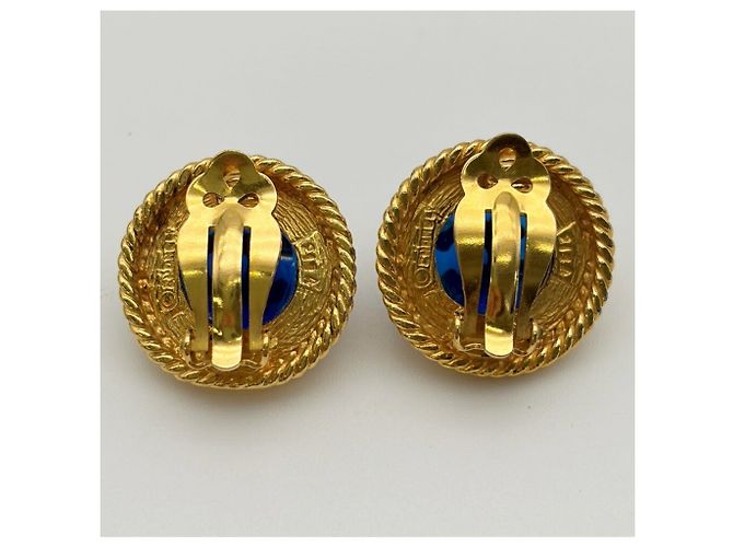 Orecchini a clip Chanel Coco Mark Blue and Gold - vista 5