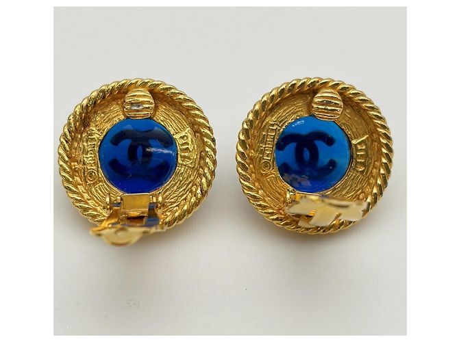 Orecchini a clip Chanel Coco Mark Blue and Gold - vista 6