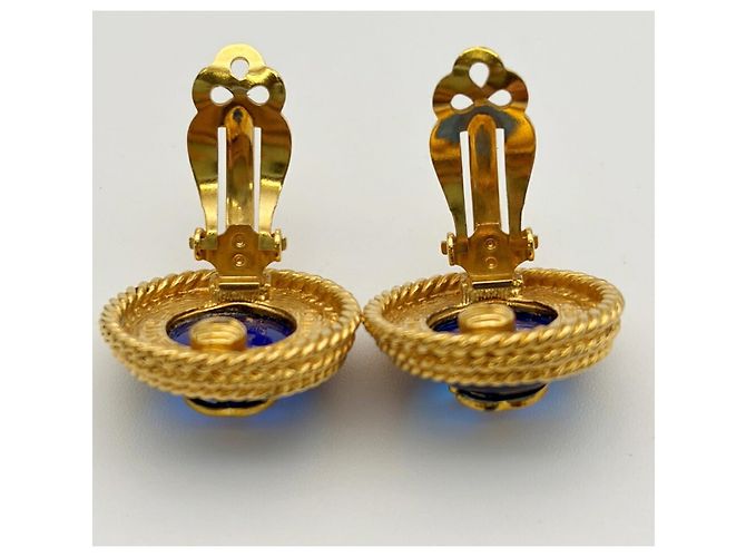 Orecchini a clip Chanel Coco Mark Blue and Gold - vista 7