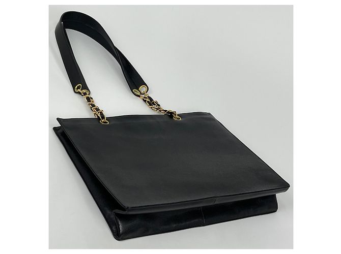 Borsa Tote Chanel in pelle di vitello martellata nera - vista 2