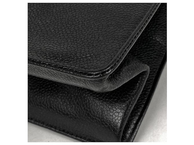 Borsa Tote Chanel in pelle di vitello martellata nera - vista 3