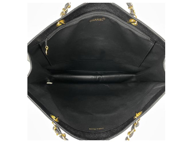 Borsa Tote Chanel in pelle di vitello martellata nera - vista 7