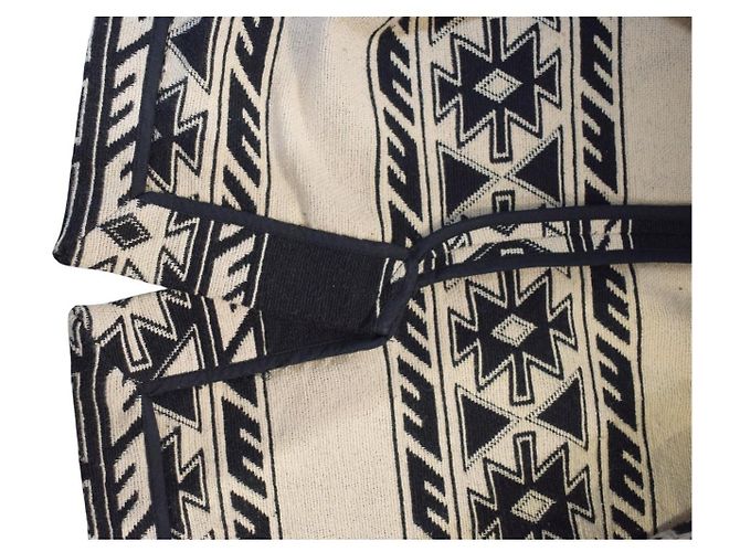 Isabel Marant Etoile Isabel Marant Étoile Chaqueta Blanket Aztec con flecos Negro Ecru - vista 10