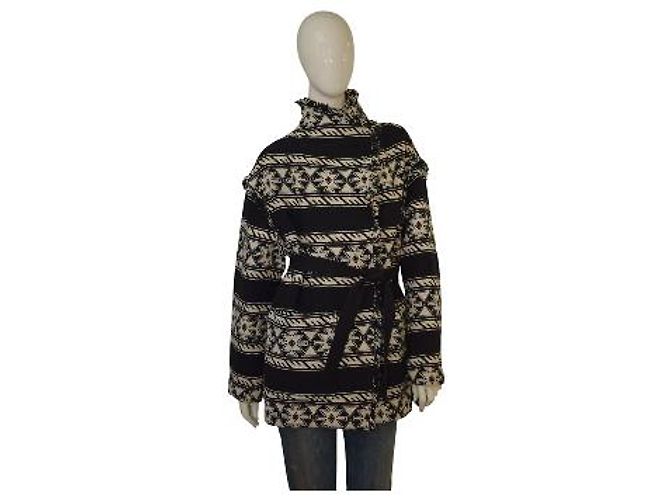 Isabel Marant Etoile Isabel Marant Étoile Chaqueta Blanket Aztec con flecos Negro Ecru - vista 12