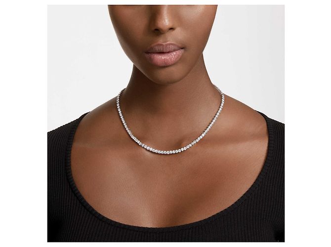 Collana Swarovski Matrix Tennis Placcato Rodio - vista 4