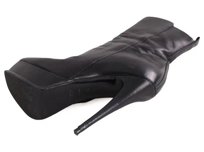 Autre Marque Saint Laurent Stiefel aus schwarzem Leder - Ansicht 6