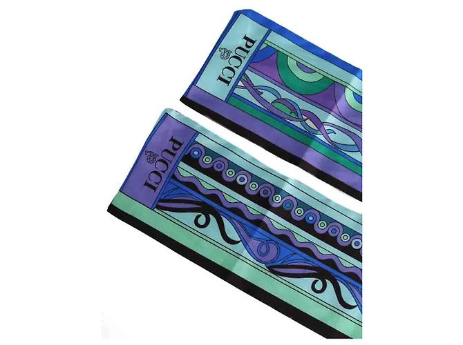 Lenço Emilio Pucci de seda twill azul - vista 3