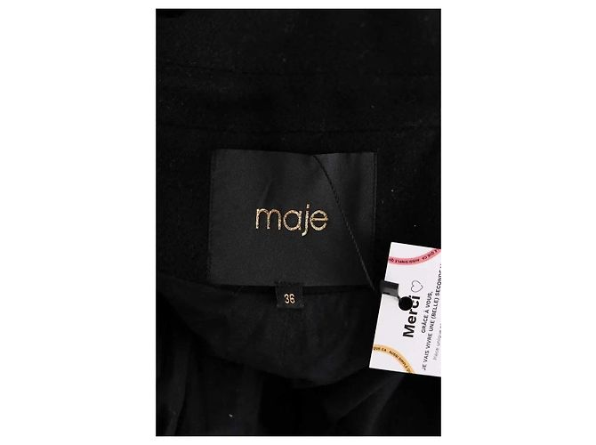 Maje Black Cotton Coat - view 5