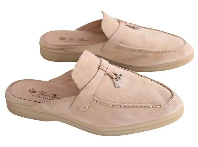 Mocassini Loro Piana in camoscio beige - vista 3