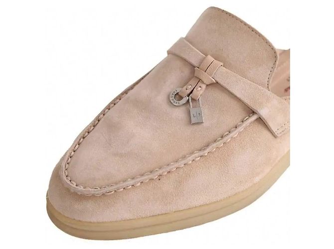 Mocassini Loro Piana in camoscio beige - vista 5