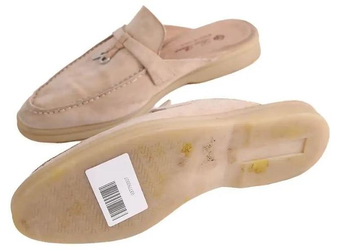 Mocassini Loro Piana in camoscio beige - vista 6