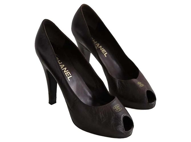 Chanel Brown Leather Heels Size 39 - view 3