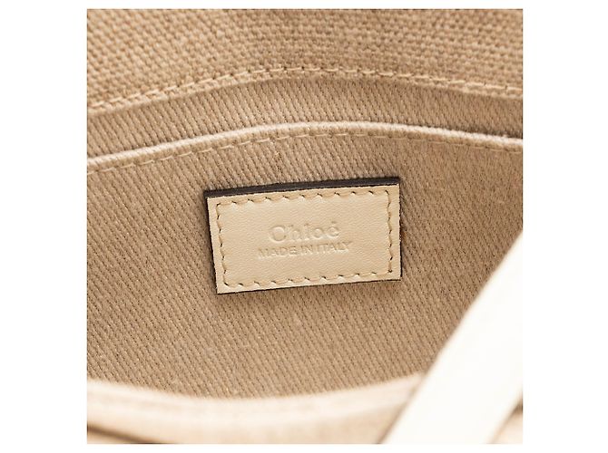 CHLOÉ - Borsa a tracolla Woody mini Chloé in tela e pelle beige - vista 7