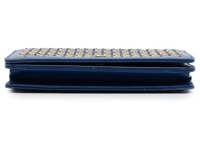 Bolso bandolera Blue Chanel CC Lambskin Studded Wallet On Chain - vista 3