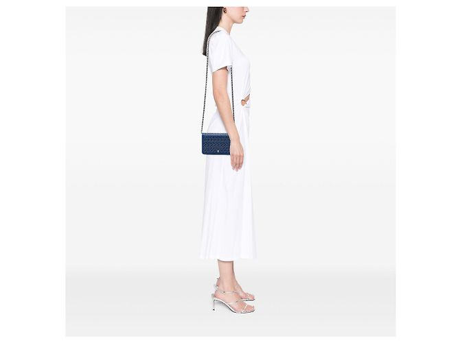 Bolso bandolera Blue Chanel CC Lambskin Studded Wallet On Chain - vista 6