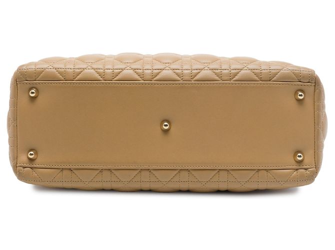 Borsa Lady Dior Large in pelle d'agnello Cannage Beige - vista 3