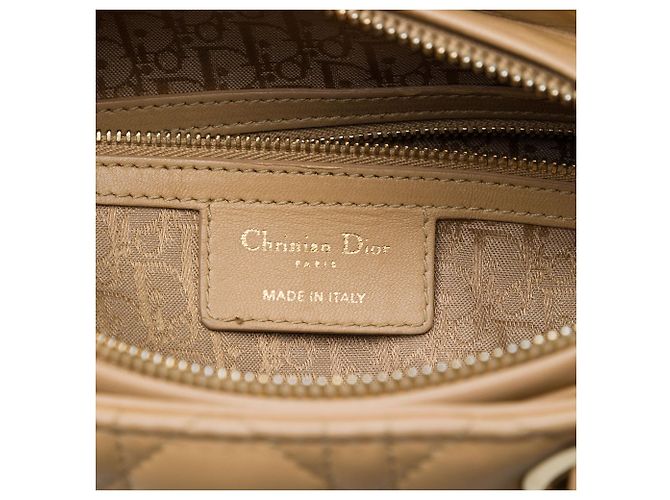 Borsa Lady Dior Large in pelle d'agnello Cannage Beige - vista 5
