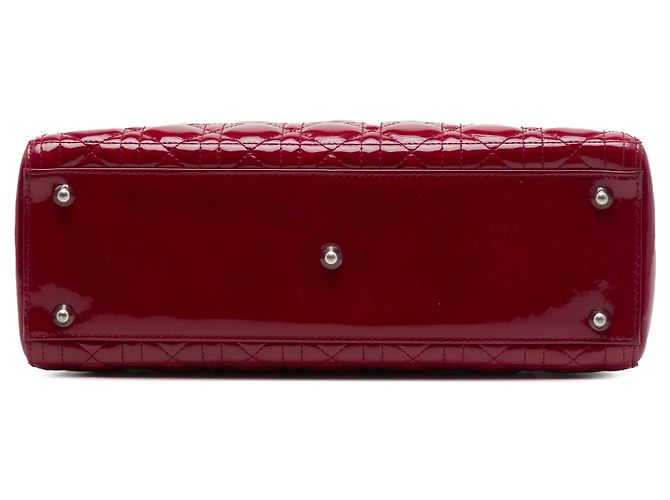 Borsa Lady Dior Large in pelle laccata Cannage rossa Dior - vista 3