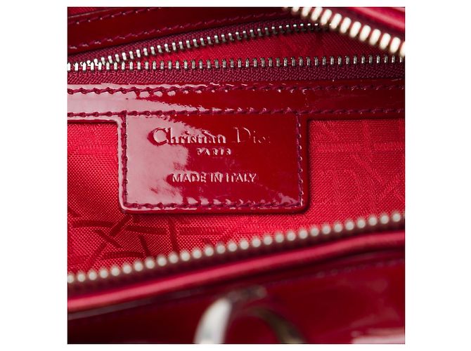 Borsa Lady Dior Large in pelle laccata Cannage rossa Dior - vista 5