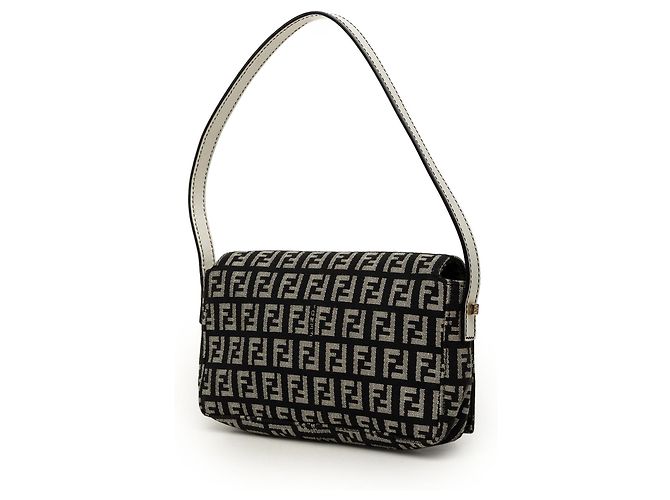 Borsa a tracolla Fendi Zucchino Canvas nera - vista 2
